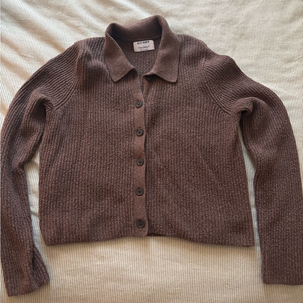 Old Navy Shaker Stitch Chocolate Brown Cardigan